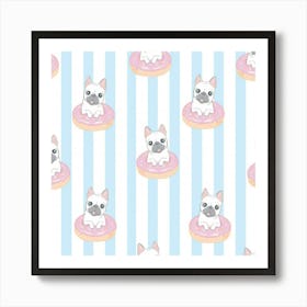 French Bulldog Dog Seamless Pattern Art Print