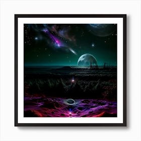 Space Landscape Wallpaper Art Print