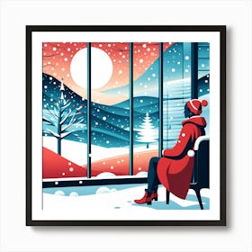 Christmas Window 7 vector art Art Print