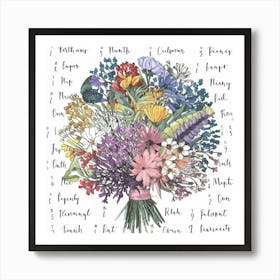 Birth flowers family bouquet 12 Art Print