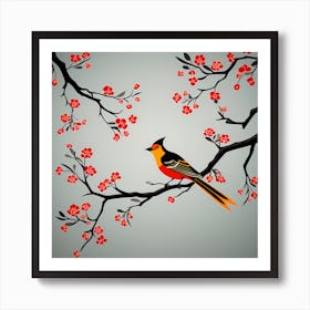 Indonesian Wayang Kulit, Bird On a Branch, folk art, 134 Art Print