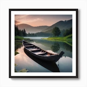 Boat On A Lake 3 Art Print