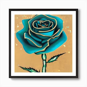 Teal Rose Art Print