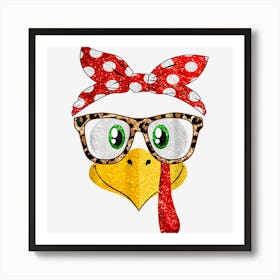 Funny Thanksgiving Cute Turkey Face Leopard Women Girls Art Print