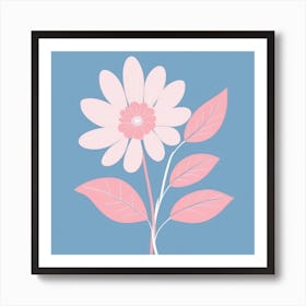 A White And Pink Flower In Minimalist Style Square Composition 679 Art Print