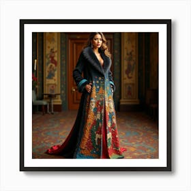 Woman In A Blue Coat 1 Art Print