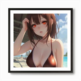 Anime Girl In Bikini Art Print