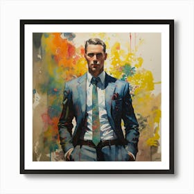 Man In Suit professional abstract art Art Print