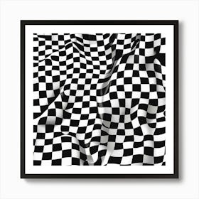 Black And White Checkered Cloth Art Print