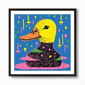 Geometric Colourful Duckling Pattern 5 Art Print