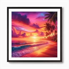 Sunset At The Beach 1 Art Print