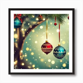 Christmas Tree With Ornaments Art Print