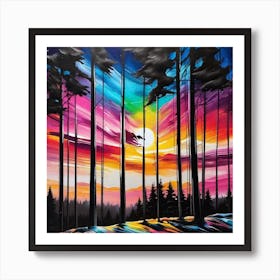 Sunset In The Woods 2 Art Print