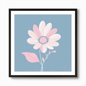 A White And Pink Flower In Minimalist Style Square Composition 344 Art Print