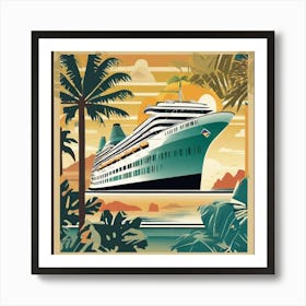 Cruise Ship At Sea Art Print