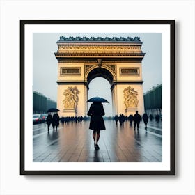 Femme Marchant Dans Paris Un Jour De Pluie 10 Art Print