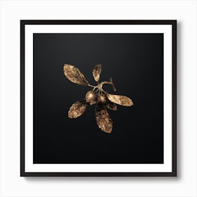 Gold Botanical Crabapple on Wrought Iron Black n.0620 Art Print