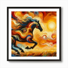 Horse At Sunset Art Print