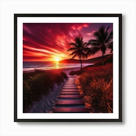 Sunset At The Beach 170 Art Print