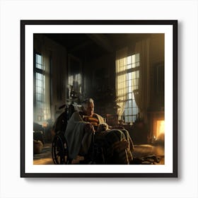 Old Man In A Wheelchair Art Print