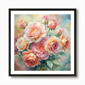 Watercolor Roses 15 Art Print