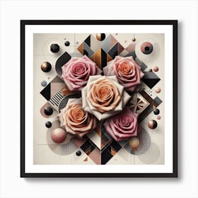 Geometric Art Roses 3 Art Print