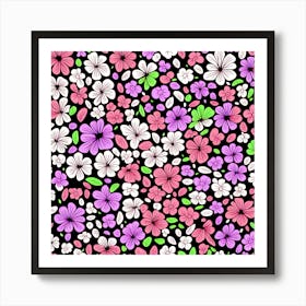 Flowers Floral Pattern Digital Texture Beautiful Art Print