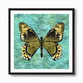 Mechanical Butterfly The Battus Madyes Tucumanus On A Light Blue Background Art Print