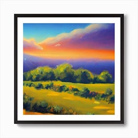 Sunset In A Field Affiche