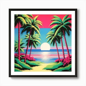 Palm Trees At Sunset 1 Art Print