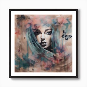 Woman With Butterflies Art Print