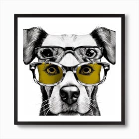 Dog With Glasses 5 Art Print