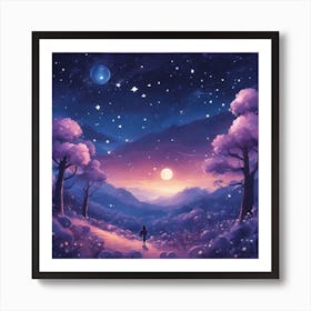 The Stars Twinkle Above You As You Journey Through The Blueberry Kingdom S Enchanting Night Skies, U Art Print