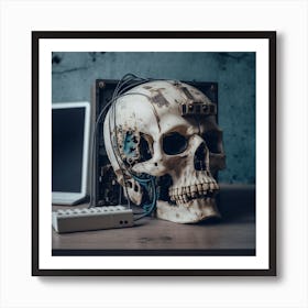 Myeera Human Skull Mixed With An Old Computer With Usb Ports In 09e8603e A361 4c51 B827 2bb761a26e4b Art Print