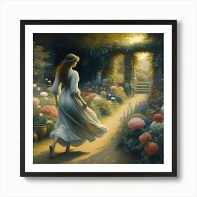 Girl In A Garden 4 Art Print