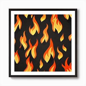 Flames On Black Background 39 Art Print