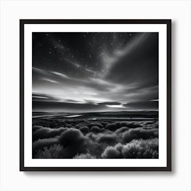 Black And White Night Sky Art Print