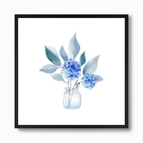 Watercolor Blue Floral 10 Art Print