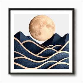 Moon And Waves 63 Art Print