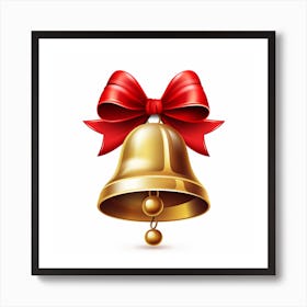 Christmas Bell With Red Ribbon 1 Art Print