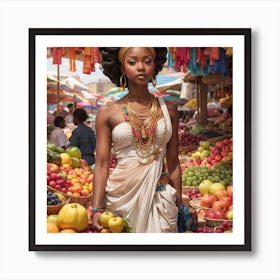 African Woman In Fruit Market,wall art Art Print