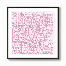 Pink Love Romance Word Word Art Pattern Art Print