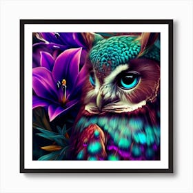 Owl/Peacock Art Print