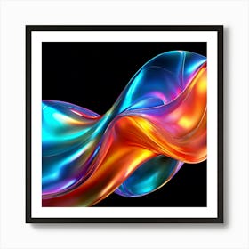 3d Light Colors Holographic Abstract Future Movement Shapes Dynamic Vibrant Flowing Lumi (8) Art Print