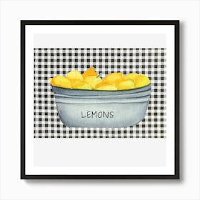 Gingham Lemons Art Print