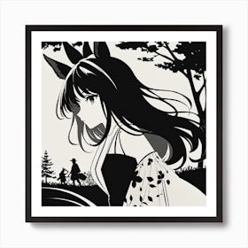 Anime Girl With Long Hair Art Print