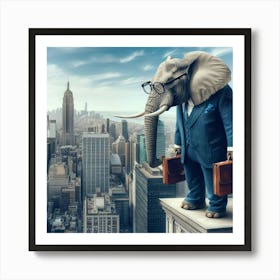 Elephant In Business Suit in the City Art Print