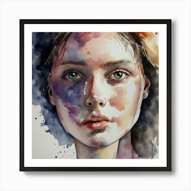 Watercolor Portrait Of A Woman 11 Art Print