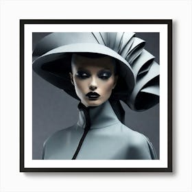 High-fashion editorial shot, model wearing avant-garde clothing 1 Art Print