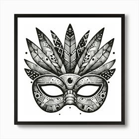 Mask With Feathers Art Print